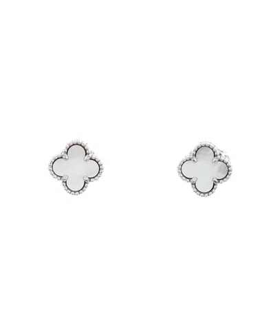 Pre-owned Pre-owned Van Cleef & Arpels  Van Cleef & Arpels Sweet Alhambra Stud Earrings 18k White Gold And Mother Of Pearl