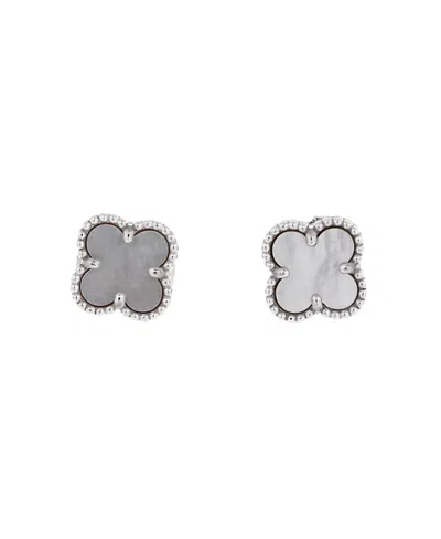 Pre-owned Pre-owned Van Cleef & Arpels  Van Cleef & Arpels Sweet Alhambra Stud Earrings 18k White Gold And Mother Of Pearl