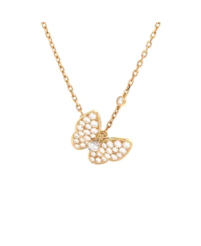Pre-owned Pre-owned Van Cleef & Arpels  Van Cleef & Arpels Two Butterfly Pendant Necklace 18k Gold With Diamonds, 16.25
