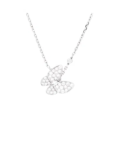Pre-owned Pre-owned Van Cleef & Arpels  Van Cleef & Arpels Two Butterfly Pendant Necklace 18k White Gold And Diamonds