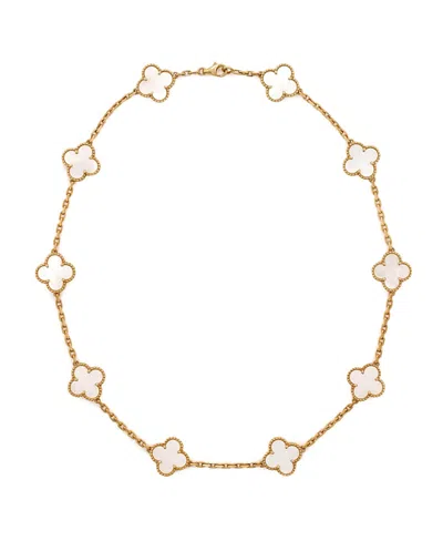 Pre-owned Pre-owned Van Cleef & Arpels  Van Cleef & Arpels Vintage Alhambra 10 Motifs Necklace 18k Gold And Mother Of Pearl, 17"