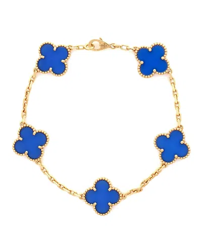 Pre-owned Pre-owned Van Cleef & Arpels  Van Cleef & Arpels Vintage Alhambra 5 Motifs Bracelet 18k Gold And Agate
