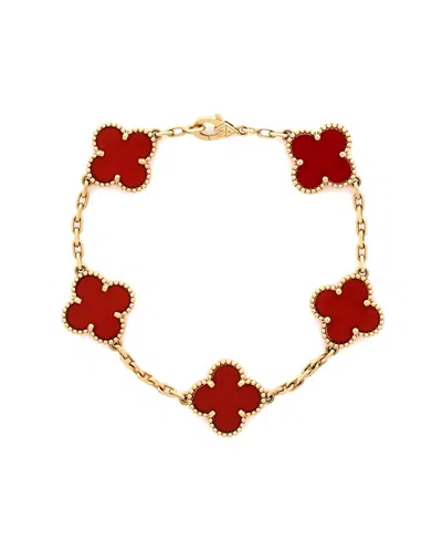 Pre-owned Pre-owned Van Cleef & Arpels  Van Cleef & Arpels Vintage Alhambra 5 Motifs Bracelet 18k Gold And Carnelian