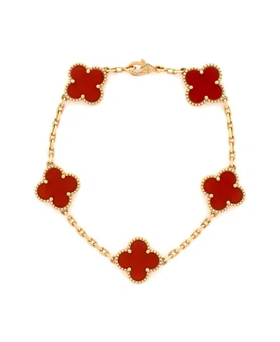 Pre-owned Pre-owned Van Cleef & Arpels  Van Cleef & Arpels Vintage Alhambra 5 Motifs Bracelet 18k Gold And Carnelian