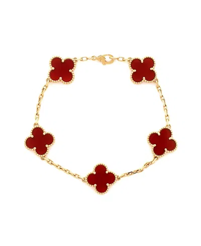 Pre-owned Pre-owned Van Cleef & Arpels  Van Cleef & Arpels Vintage Alhambra 5 Motifs Bracelet 18k Gold And Carnelian