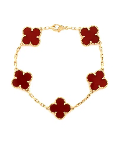 Pre-owned Pre-owned Van Cleef & Arpels  Van Cleef & Arpels Vintage Alhambra 5 Motifs Bracelet 18k Gold And Carnelian