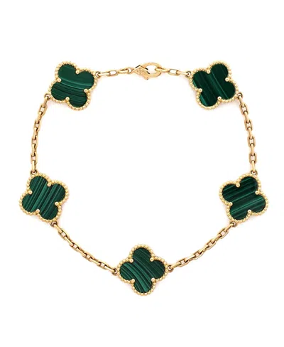 Pre-owned Pre-owned Van Cleef & Arpels  Van Cleef & Arpels Vintage Alhambra 5 Motifs Bracelet 18k Gold And Malachite
