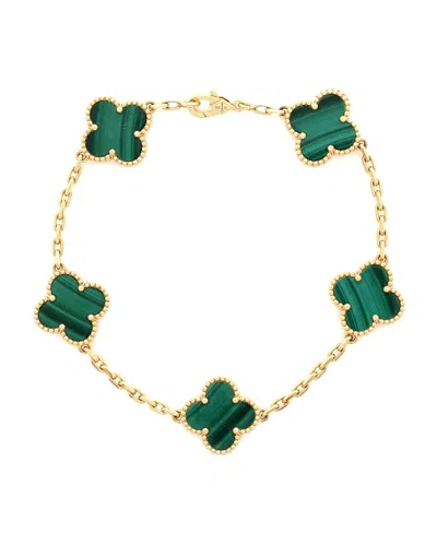 Pre-owned Pre-owned Van Cleef & Arpels  Van Cleef & Arpels Vintage Alhambra 5 Motifs Bracelet 18k Gold And Malachite