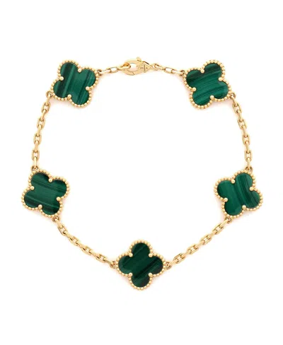 Pre-owned Pre-owned Van Cleef & Arpels  Van Cleef & Arpels Vintage Alhambra 5 Motifs Bracelet 18k Gold And Malachite
