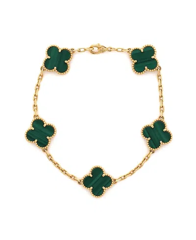Pre-owned Pre-owned Van Cleef & Arpels  Van Cleef & Arpels Vintage Alhambra 5 Motifs Bracelet 18k Gold And Malachite