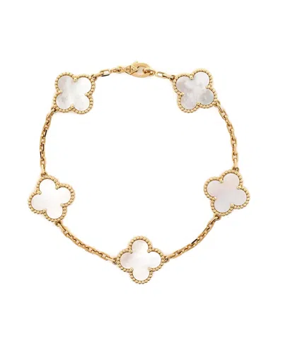 Pre-owned Pre-owned Van Cleef & Arpels  Van Cleef & Arpels Vintage Alhambra 5 Motifs Bracelet 18k Gold And Mother Of Pearl