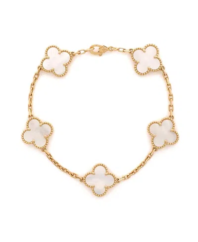 Pre-owned Pre-owned Van Cleef & Arpels  Van Cleef & Arpels Vintage Alhambra 5 Motifs Bracelet 18k Gold And Mother Of Pearl