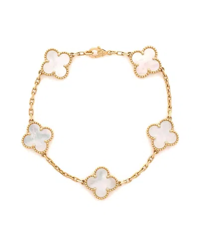 Pre-owned Pre-owned Van Cleef & Arpels  Van Cleef & Arpels Vintage Alhambra 5 Motifs Bracelet 18k Gold And Mother Of Pearl