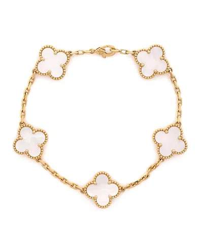 Pre-owned Pre-owned Van Cleef & Arpels  Van Cleef & Arpels Vintage Alhambra 5 Motifs Bracelet 18k Gold And Mother Of Pearl