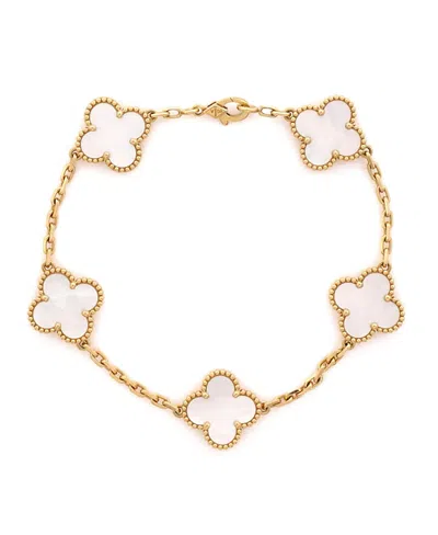 Pre-owned Pre-owned Van Cleef & Arpels  Van Cleef & Arpels Vintage Alhambra 5 Motifs Bracelet 18k Gold And Mother Of Pearl