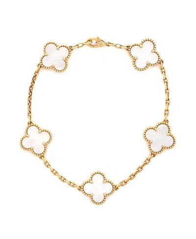 Pre-owned Pre-owned Van Cleef & Arpels  Van Cleef & Arpels Vintage Alhambra 5 Motifs Bracelet 18k Gold And Mother Of Pearl