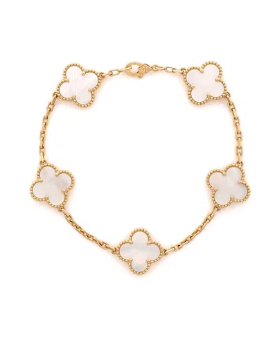 Pre-owned Pre-owned Van Cleef & Arpels  Van Cleef & Arpels Vintage Alhambra 5 Motifs Bracelet 18k Gold And Mother Of Pearl