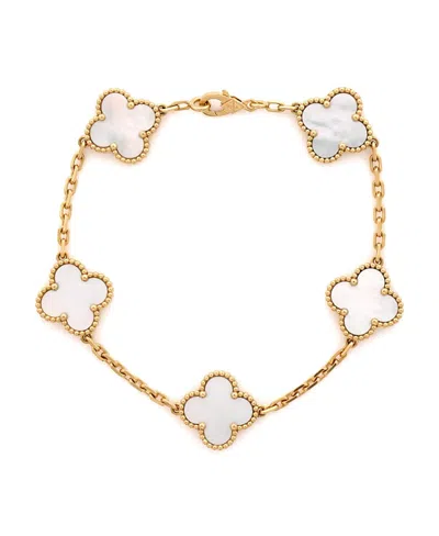 Pre-owned Pre-owned Van Cleef & Arpels  Van Cleef & Arpels Vintage Alhambra 5 Motifs Bracelet 18k Gold And Mother Of Pearl