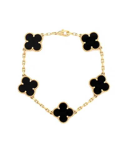 Pre-owned Pre-owned Van Cleef & Arpels  Van Cleef & Arpels Vintage Alhambra 5 Motifs Bracelet 18k Gold And Onyx