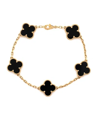 Pre-owned Pre-owned Van Cleef & Arpels  Van Cleef & Arpels Vintage Alhambra 5 Motifs Bracelet 18k Gold And Onyx
