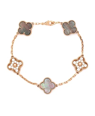 Pre-owned Pre-owned Van Cleef & Arpels  Van Cleef & Arpels Vintage Alhambra 5 Motifs Bracelet 18k Rose Gold And Mother Of Pearl Wi In Pink