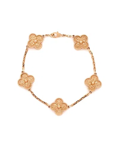 Pre-owned Pre-owned Van Cleef & Arpels  Van Cleef & Arpels Vintage Alhambra 5 Motifs Bracelet 18k Rose Gold In Pink