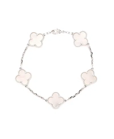 Pre-owned Pre-owned Van Cleef & Arpels  Van Cleef & Arpels Vintage Alhambra 5 Motifs Bracelet 18k White Gold And Mother Of Pearl