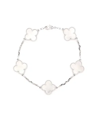 Pre-owned Pre-owned Van Cleef & Arpels  Van Cleef & Arpels Vintage Alhambra 5 Motifs Bracelet 18k White Gold And Mother Of Pearl
