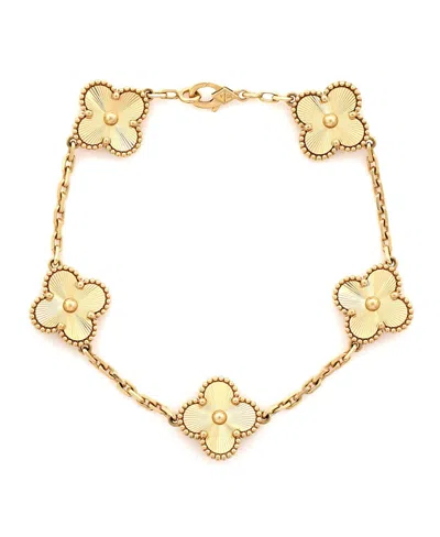Pre-owned Pre-owned Van Cleef & Arpels  Van Cleef & Arpels Vintage Alhambra 5 Motifs Bracelet Guilloche 18k Gold