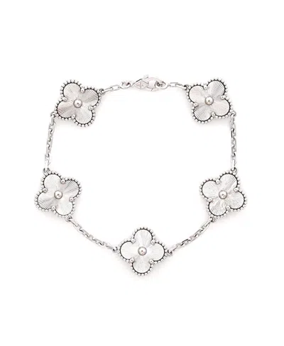 Pre-owned Pre-owned Van Cleef & Arpels  Van Cleef & Arpels Vintage Alhambra 5 Motifs Bracelet Guilloche 18k White Gold