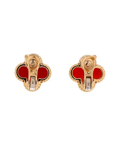 Pre-owned Pre-owned Van Cleef & Arpels  Van Cleef & Arpels Vintage Alhambra Earrings 18k Gold And Carnelian