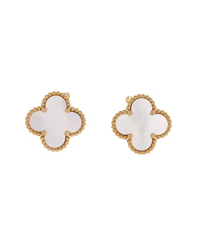 Pre-owned Pre-owned Van Cleef & Arpels  Van Cleef & Arpels Vintage Alhambra Earrings 18k Gold And Mother Of Pearl