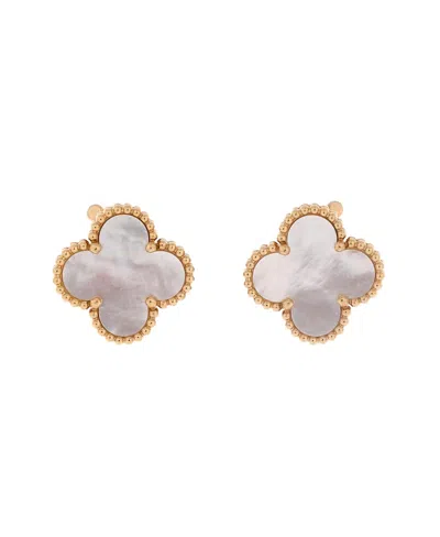 Pre-owned Pre-owned Van Cleef & Arpels  Van Cleef & Arpels Vintage Alhambra Earrings 18k Gold And Mother Of Pearl