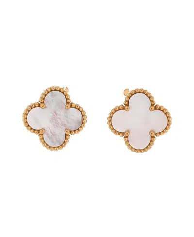 Pre-owned Pre-owned Van Cleef & Arpels  Van Cleef & Arpels Vintage Alhambra Earrings 18k Gold And Mother Of Pearl