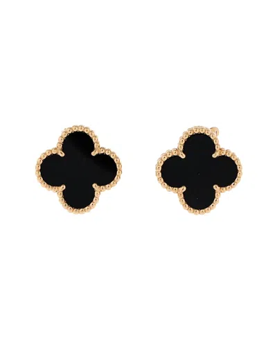 Pre-owned Pre-owned Van Cleef & Arpels  Van Cleef & Arpels Vintage Alhambra Earrings 18k Gold And Onyx