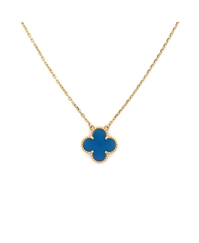 Pre-owned Pre-owned Van Cleef & Arpels  Van Cleef & Arpels Vintage Alhambra Pendant Necklace 18k Gold And Agate, 16