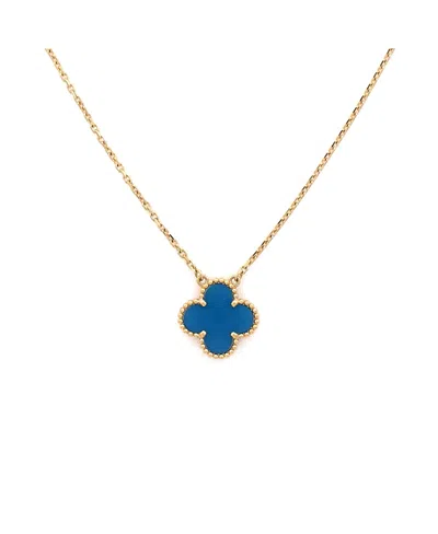 Pre-owned Pre-owned Van Cleef & Arpels  Van Cleef & Arpels Vintage Alhambra Pendant Necklace 18k Gold And Agate, 16.5