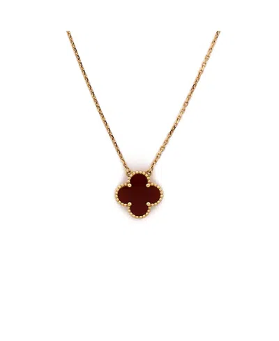 Pre-owned Pre-owned Van Cleef & Arpels  Van Cleef & Arpels Vintage Alhambra Pendant Necklace 18k Gold And Carnelian