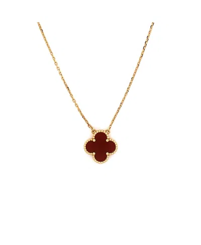 Pre-owned Pre-owned Van Cleef & Arpels  Van Cleef & Arpels Vintage Alhambra Pendant Necklace 18k Gold And Carnelian, 16.25