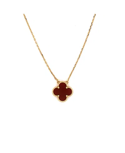 Pre-owned Pre-owned Van Cleef & Arpels  Van Cleef & Arpels Vintage Alhambra Pendant Necklace 18k Gold And Carnelian, 16.25