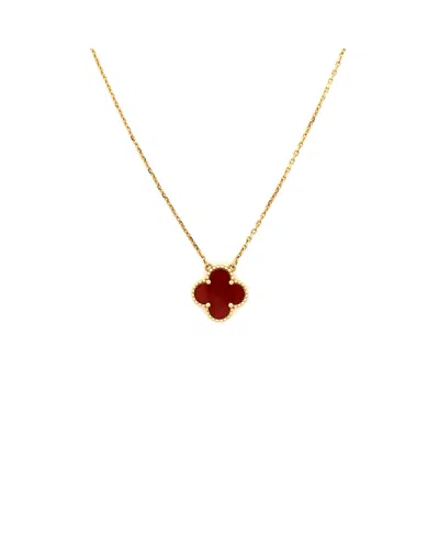 Pre-owned Pre-owned Van Cleef & Arpels  Van Cleef & Arpels Vintage Alhambra Pendant Necklace 18k Gold And Carnelian, 16.25
