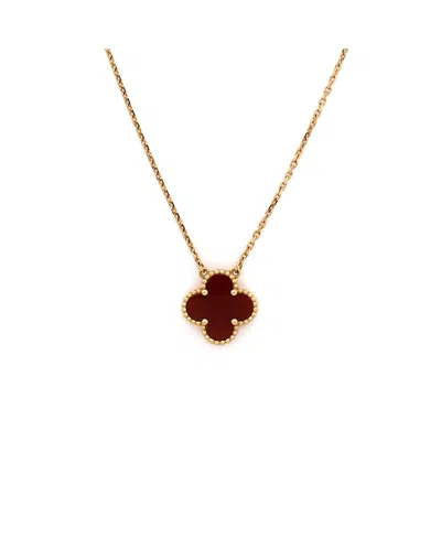 Pre-owned Pre-owned Van Cleef & Arpels  Van Cleef & Arpels Vintage Alhambra Pendant Necklace 18k Gold And Carnelian, 16.25