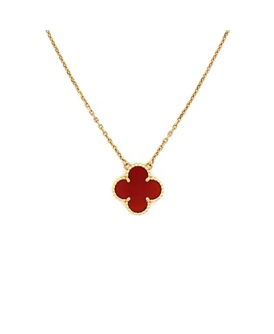 Pre-owned Pre-owned Van Cleef & Arpels  Van Cleef & Arpels Vintage Alhambra Pendant Necklace 18k Gold And Carnelian, 16.5