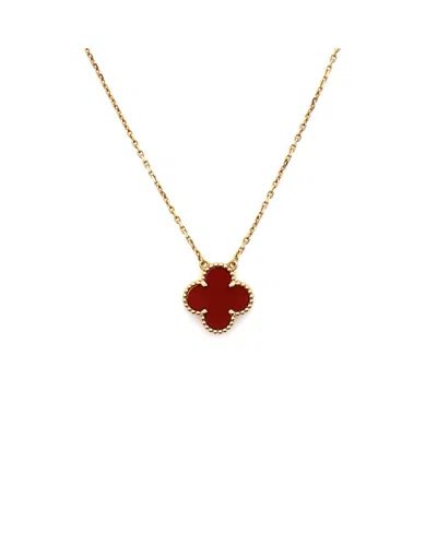 Pre-owned Pre-owned Van Cleef & Arpels  Van Cleef & Arpels Vintage Alhambra Pendant Necklace 18k Gold And Carnelian, 16.5