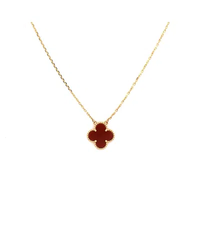 Pre-owned Pre-owned Van Cleef & Arpels  Van Cleef & Arpels Vintage Alhambra Pendant Necklace 18k Gold And Carnelian, 16.5