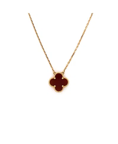 Pre-owned Pre-owned Van Cleef & Arpels  Van Cleef & Arpels Vintage Alhambra Pendant Necklace 18k Gold And Carnelian, 16.5