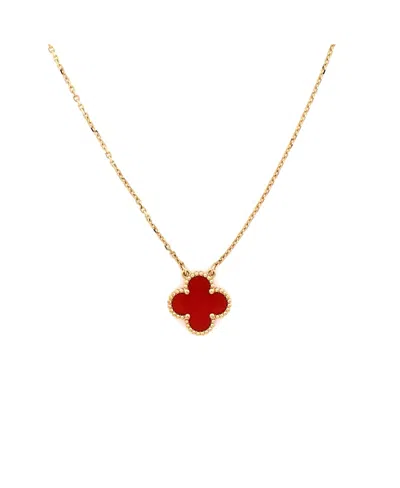 Pre-owned Pre-owned Van Cleef & Arpels  Van Cleef & Arpels Vintage Alhambra Pendant Necklace 18k Gold And Carnelian, 16.5