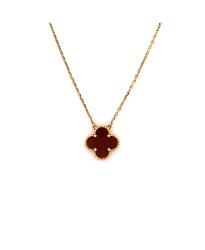Pre-owned Pre-owned Van Cleef & Arpels  Van Cleef & Arpels Vintage Alhambra Pendant Necklace 18k Gold And Carnelian, 18.5