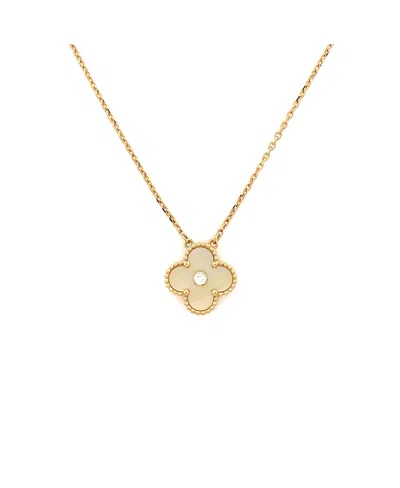 Pre-owned Pre-owned Van Cleef & Arpels  Van Cleef & Arpels Vintage Alhambra Pendant Necklace 18k Gold And Gold Mother Of Pearl Wit