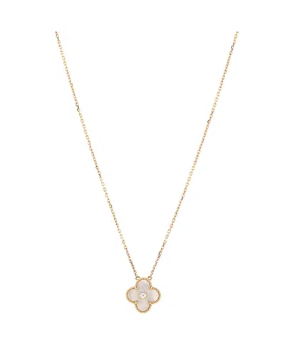 Pre-owned Pre-owned Van Cleef & Arpels  Van Cleef & Arpels Vintage Alhambra Pendant Necklace 18k Gold And Gold Mother Of Pearl Wit